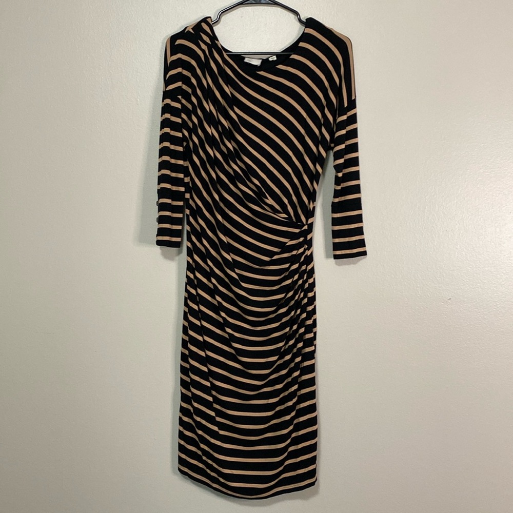 Anthropologie Postcard 9-h15 stcl Dress Striped Brown Black Size S